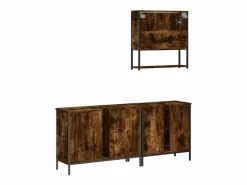 vidaxl Estantería Sobre Inodoro|Set de muebles baño 3 pzas madera contrachapada roble ahumado