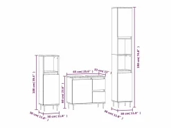 vidaxl Set de muebles baño 3 pzas madera contrachapada roble ahumado Marru00f3n Outlet