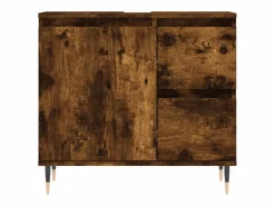 vidaxl Set de muebles baño 3 pzas madera contrachapada roble ahumado Marru00f3n Outlet