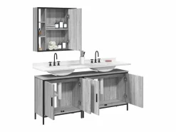 Set de muebles de baño 3 pzas madera contrachapada sonoma^vidaxl Sale