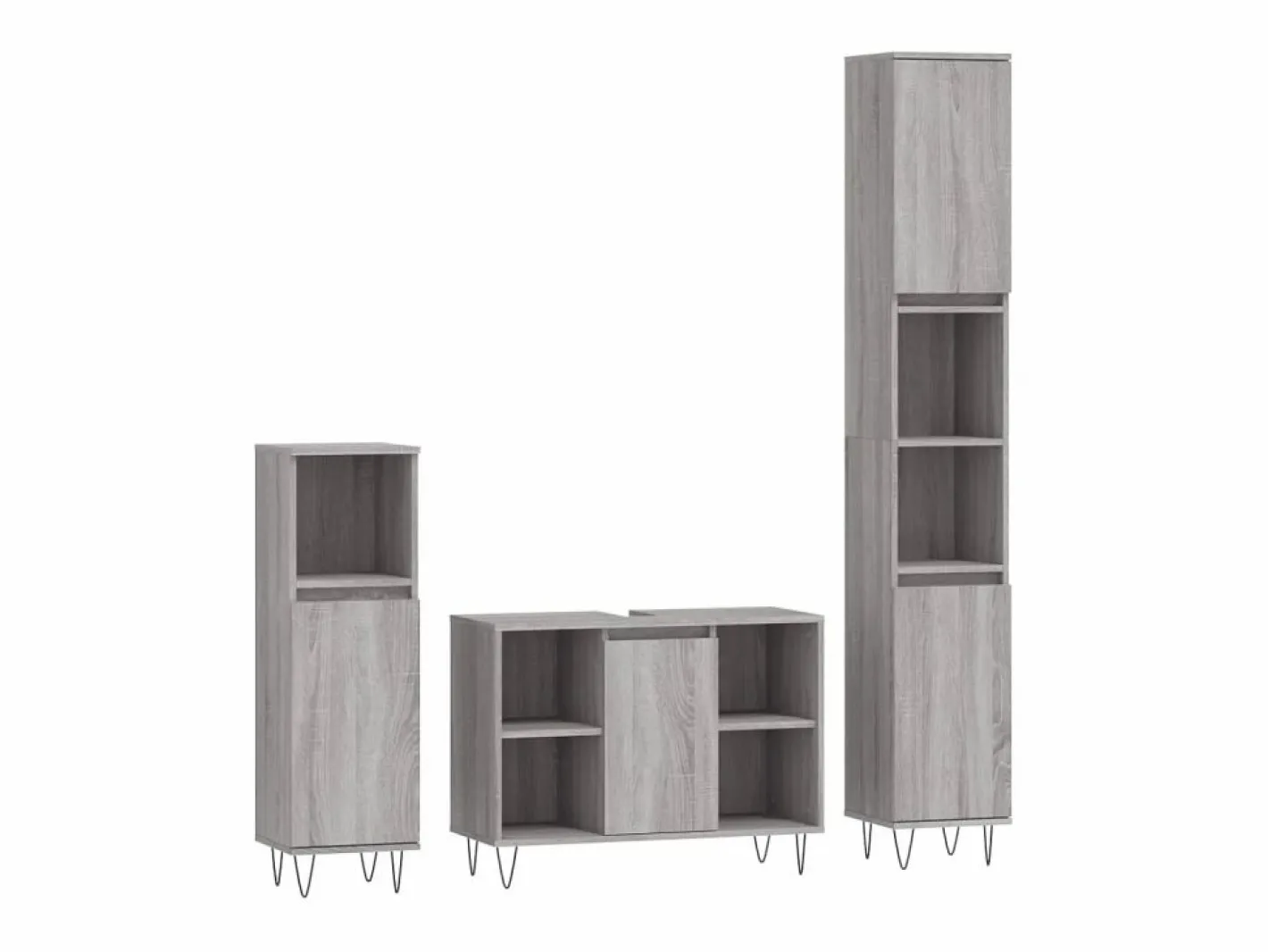 vidaxl Estantería Sobre Inodoro|Set de muebles de baño 3 pzas madera contrachapada sonoma