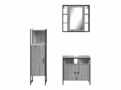 vidaxl Set de muebles de baño 3 pzas madera contrachapada sonoma Gris Best