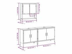 Set de muebles de baño 3 pzas madera contrachapada sonoma^vidaxl Sale