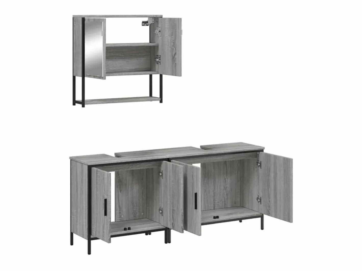 Set de muebles de baño 3 pzas madera contrachapada sonoma^vidaxl Sale
