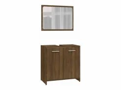 Set de muebles de baño madera contrachapada marrón roble ES730665^ Hot