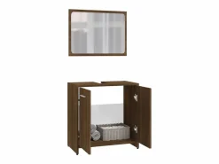 Set de muebles de baño madera contrachapada marrón roble ES730665^ Hot