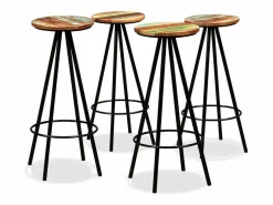 vidaxl Mesa Alta|Set de muebles de bar 5 piezas madera maciza reciclada