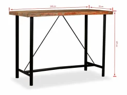 vidaxl Mesa Alta|Set de muebles de bar 7 piezas madera reciclada