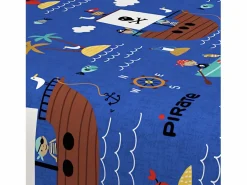 Soleil d'ocre Set de sábanas 180x290 cm PIRATAS , 100% algodón 57 hilos/cm2 Azul Discount