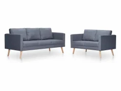 vidaxl Conjunto Sofás|Set de sofás de 2 y 3 plazas de tela oscuro