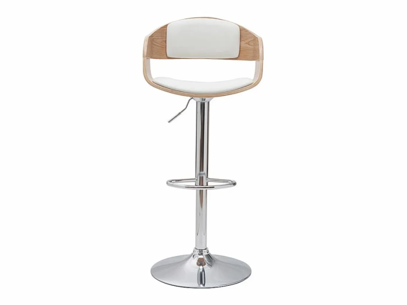 Miliboo Set de 2 taburetes de cocina ajustables de poliuretano y madera clara EUSTACHE Blanco Hot
