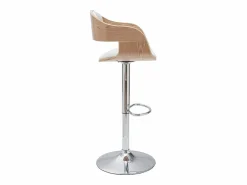 Miliboo Set de 2 taburetes de cocina ajustables de poliuretano y madera clara EUSTACHE Blanco Hot