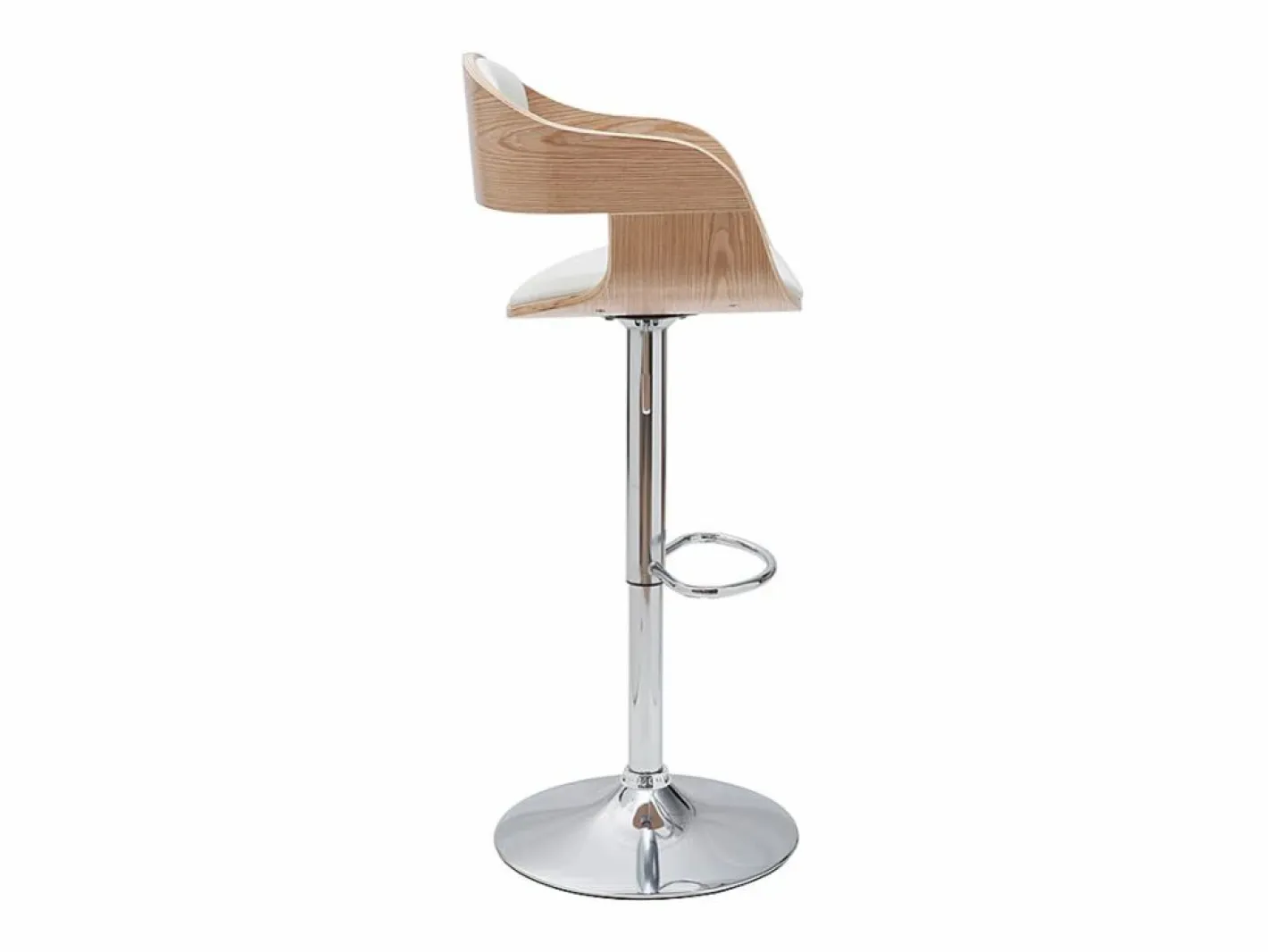 Miliboo Set de 2 taburetes de cocina ajustables de poliuretano y madera clara EUSTACHE Blanco Hot