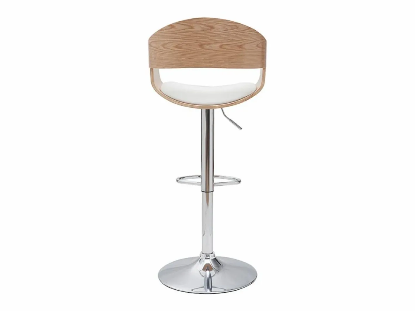 Miliboo Set de 2 taburetes de cocina ajustables de poliuretano y madera clara EUSTACHE Blanco Hot