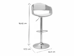 Miliboo Set de 2 taburetes de cocina ajustables de poliuretano y madera clara EUSTACHE Blanco Hot