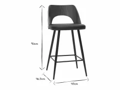 Miliboo Set de 2 taburetes de cocina de diseño negro y nogal 66,5 cm FALCOM Marru00f3n New