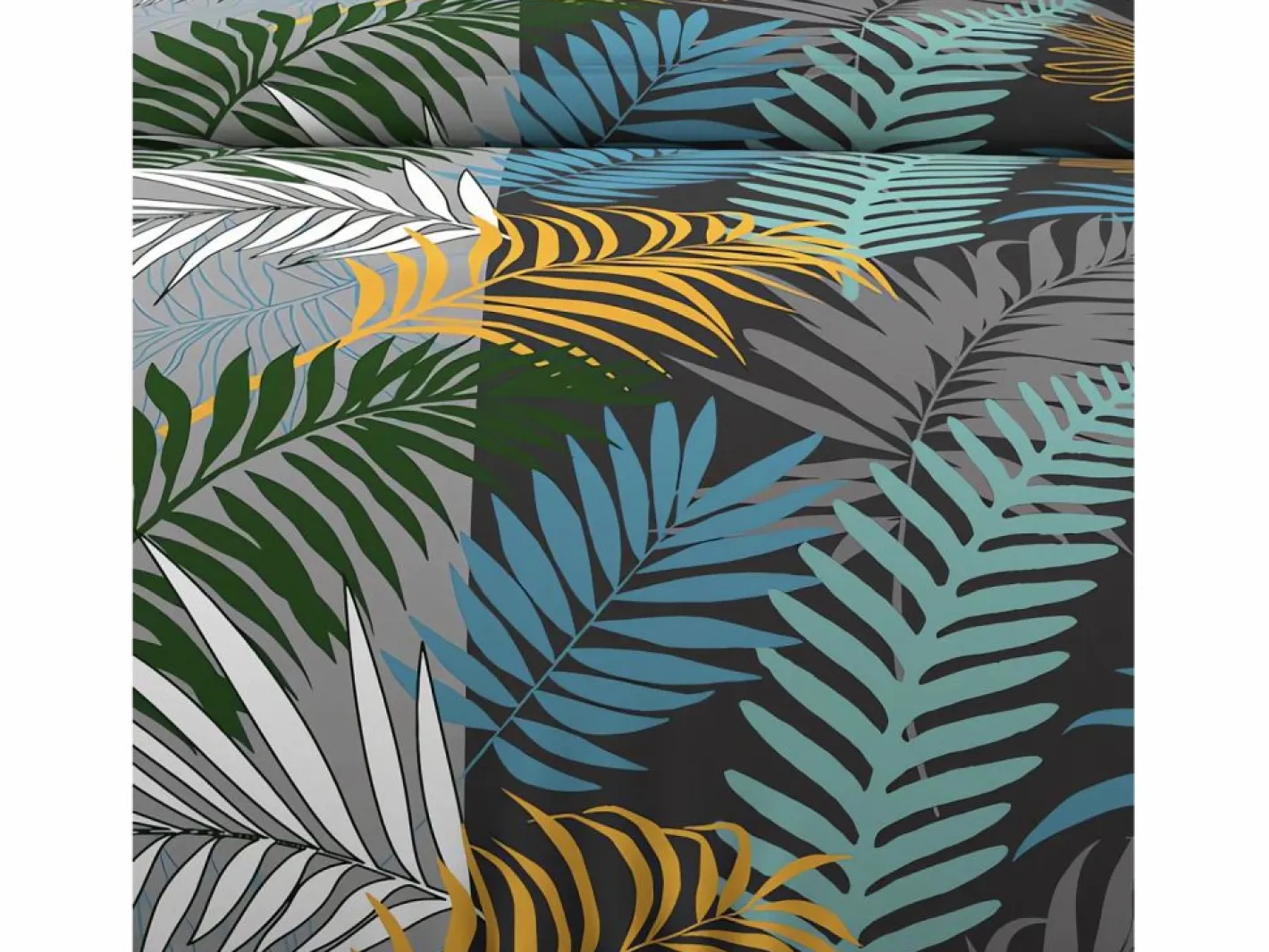 Soleil d'ocre Set funda nórdica de algodón 57 hilos 240x220 cm JUNGLE blue Gris Hot