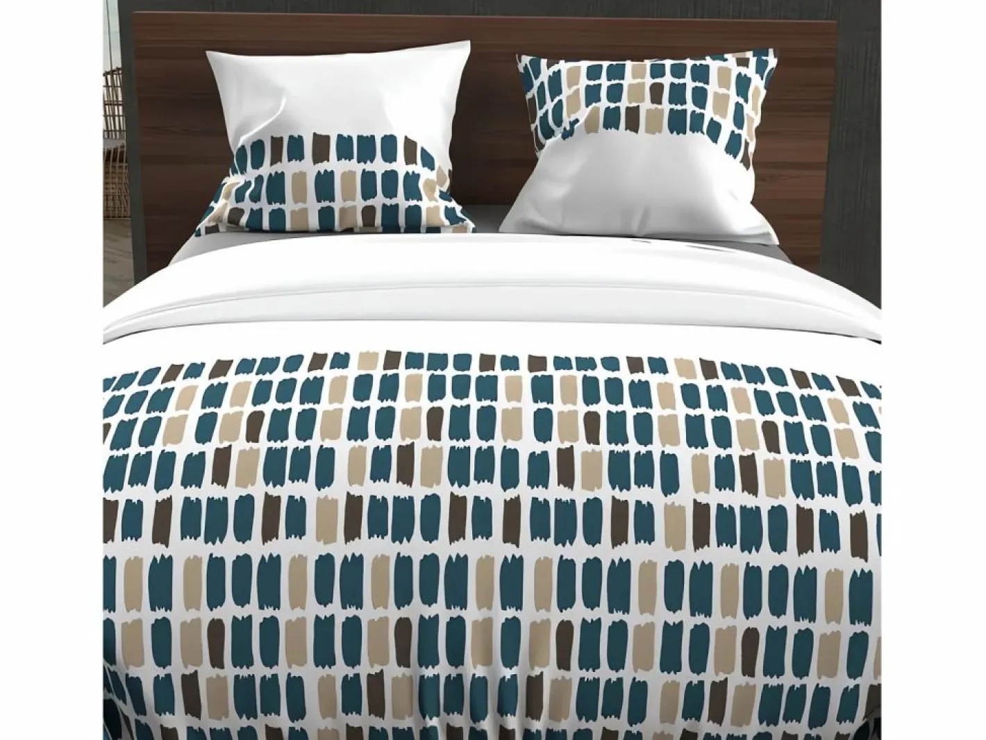 Soleil d'ocre Set funda nórdica de algodón 57 hilos 260x240 cm FABIO Azul Clearance