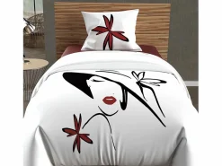 Soleil d'ocre Set funda nórdica dibujo colocado 140X200 cm AVA 100% algodón 57 hilos/cm2, pr Rojo / Blanco Best