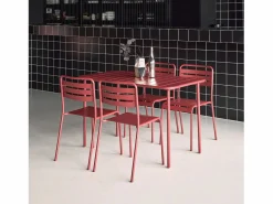 Sweeek Comedores De Jardín|Set mesa de jardín bistró de acero con 4 sillas, 120cm tierra de siena