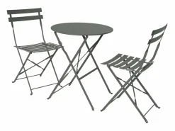 Sweeek Comedores De Jardín|Set mesa de jardín bistró plegable de acero con 2 sillas, ø60cm verde