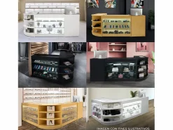 Monstershop Set Mostradores Comerciales con Luz LED "HYPERION" LM60 + B1200 + K1200 + TB60 – Arce Marru00f3n Best