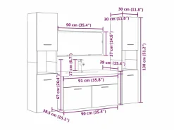 Set muebles de baño 5 piezas madera ingeniería hormigón^vidaxl Sale