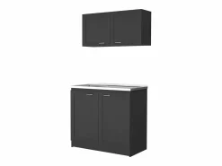 TuHome Cocina Completa|Set Muebles de cocina Zurich en Melamina,con mueble de encimera en acero inoxidable y mueble sobre campana ,32 / 52 cm X 100 cm X 49/93.6 cm ,
