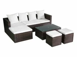 vidaxl Salones De Jardín|Set muebles de jardín 4 piezas y cojines ratán sintético marrón