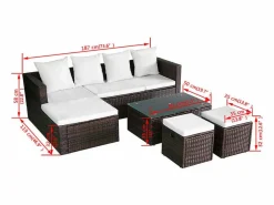 vidaxl Salones De Jardín|Set muebles de jardín 4 piezas y cojines ratán sintético marrón