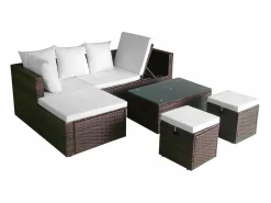 vidaxl Salones De Jardín|Set muebles de jardín 4 piezas y cojines ratán sintético marrón