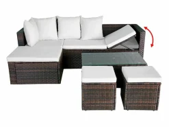 vidaxl Salones De Jardín|Set muebles de jardín 4 piezas y cojines ratán sintético marrón