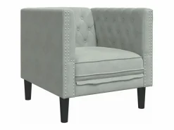 Set sofás Chesterfield con cojines 3 pzas terciopelo claro^Clicnbuy