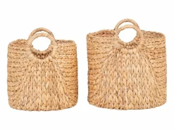 Set van 2 ronde decoratieve manden PASSO – Natuurlijke waterhyacint^Les Tendances Clearance