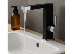 Essebagno Short Grifo mezclador lavabo cromado Negro Best