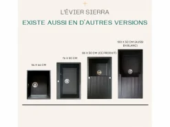Essebagno Sierra Fregadero de 1 cubeta con escurridor de resina negra Negro Discount