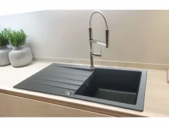 Essebagno Sierra Fregadero de 1 cubeta con escurridor de resina negra Negro Discount