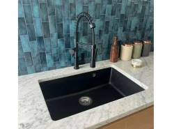 Essebagno Fregadero|Sierra Fregadero de una sola cubeta grande 76x50 en resina negra