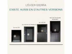 Essebagno Fregadero|Sierra Fregadero de una sola cubeta grande 76x50 en resina negra