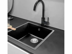 Essebagno Sierra Fregadero de una sola cubeta 54x44 en resina negra Negro