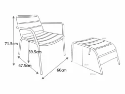 Silla baja apilable de jardín + reposapiés - metal - - MIRMANDE de^MYLIA Online