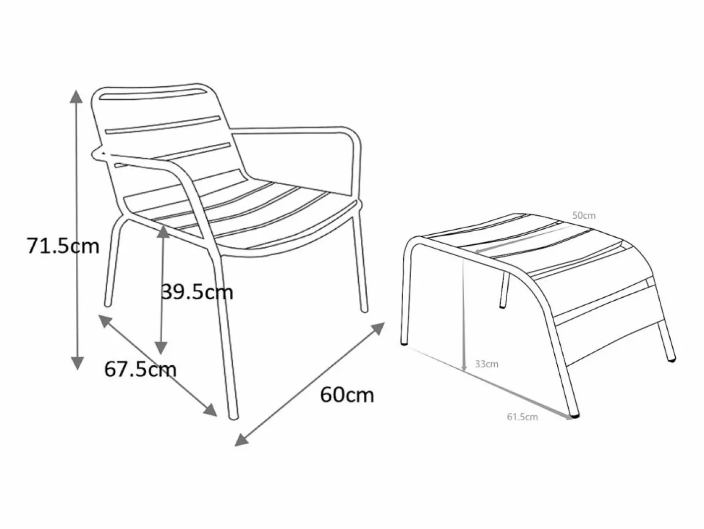 Silla baja apilable de jardín + reposapiés - metal - - MIRMANDE de^MYLIA Online