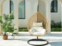 Silla colgante de mimbre sintético - Natural claro - CAMPLI de^MYLIA Outlet