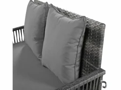 Silla colgante de ratán PE 114 cm - 2 plazas - Cojín de asiento acolchado de 11 cm -^Merax Clearance