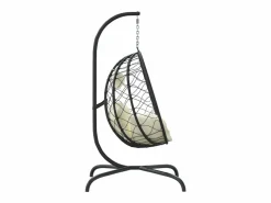 Silla colgante huevo acero ratán sintético cojín blanco ES637606 Crema Clearance
