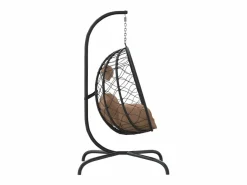Sillón Colgante|Silla colgante huevo acero y ratán sintético con cojín taupé ES132351