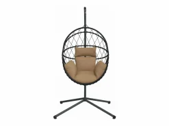 Sillón Colgante|Silla colgante huevo con soporte tela y acero gris taupe ES937794