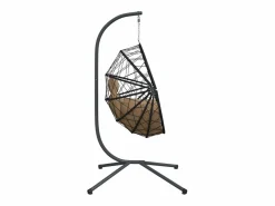 Sillón Colgante|Silla colgante huevo con soporte tela y acero gris taupe ES937794