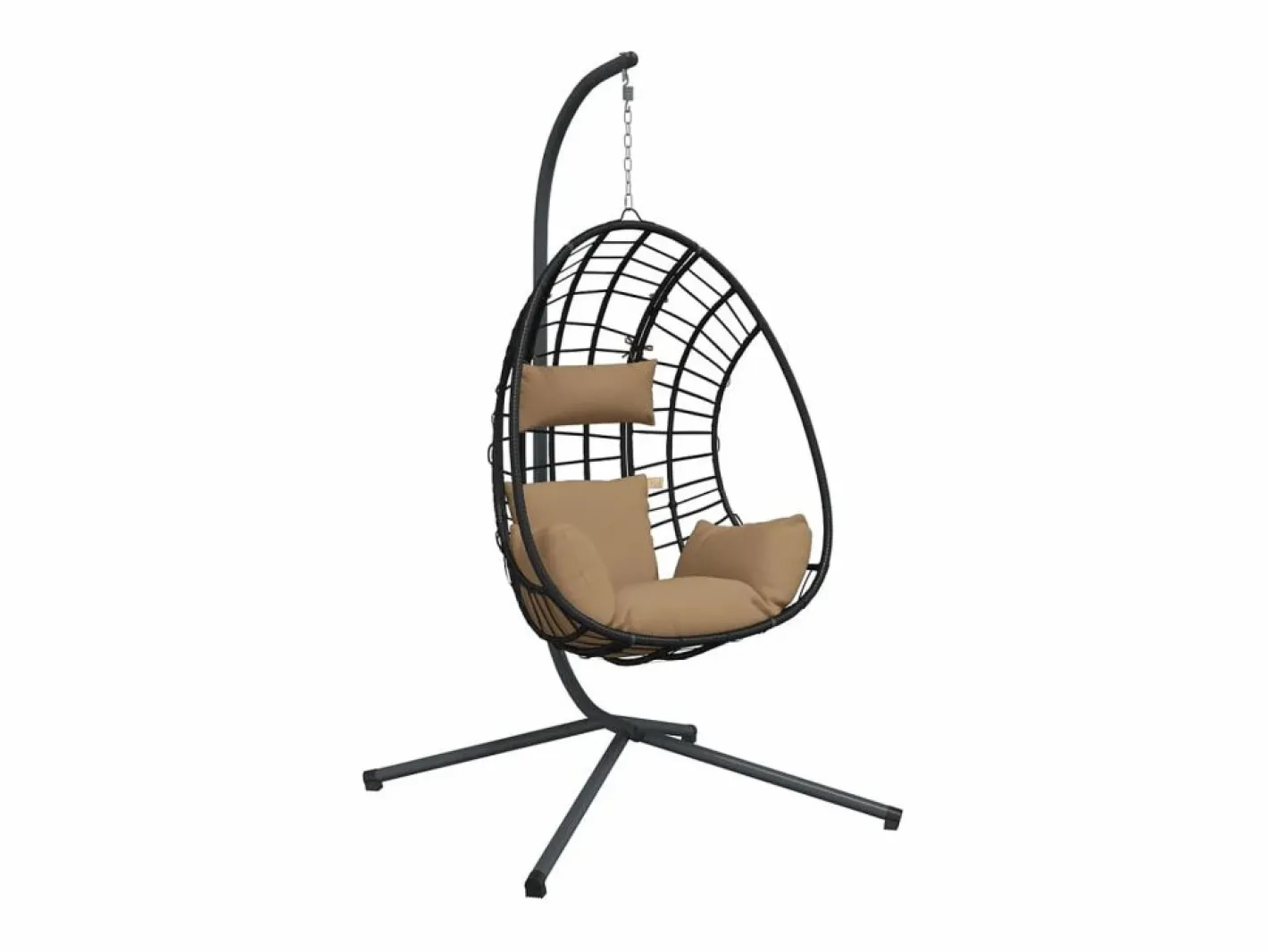 Silla colgante huevo con soporte tela y acero gris taupe ES392495^ Outlet