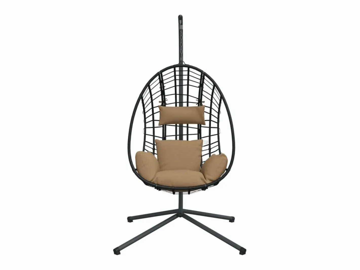 Silla colgante huevo con soporte tela y acero gris taupe ES392495^ Outlet